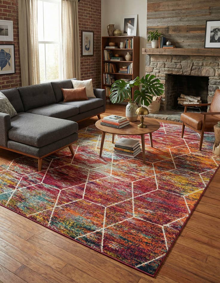 Detail image of 9' x 12' Lattice Frieze Rug