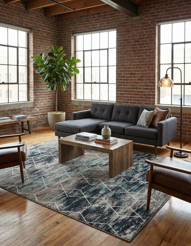 Detail image of 10' x 13' Lattice Frieze Rug