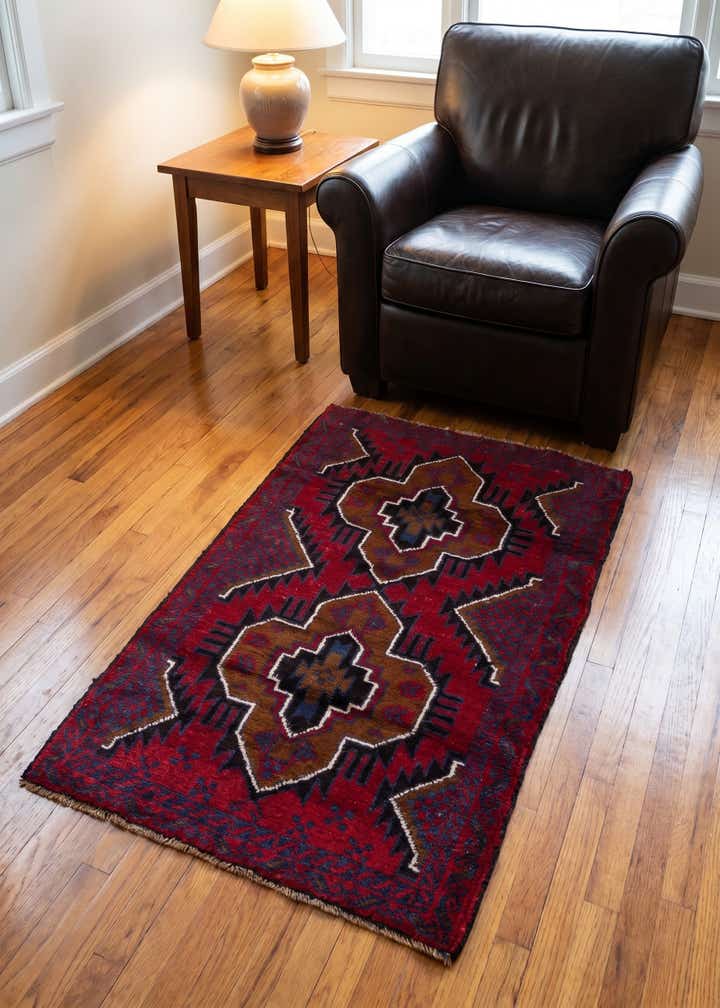 3' x 4' 7 Hand Knotted Balouch Persian Wool Rug