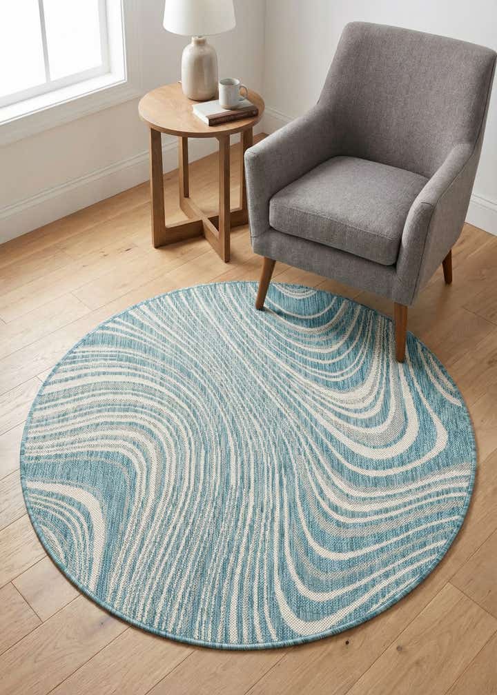4' x 4' Easy-Clean Modern Indoor / Outdoor Round Rug