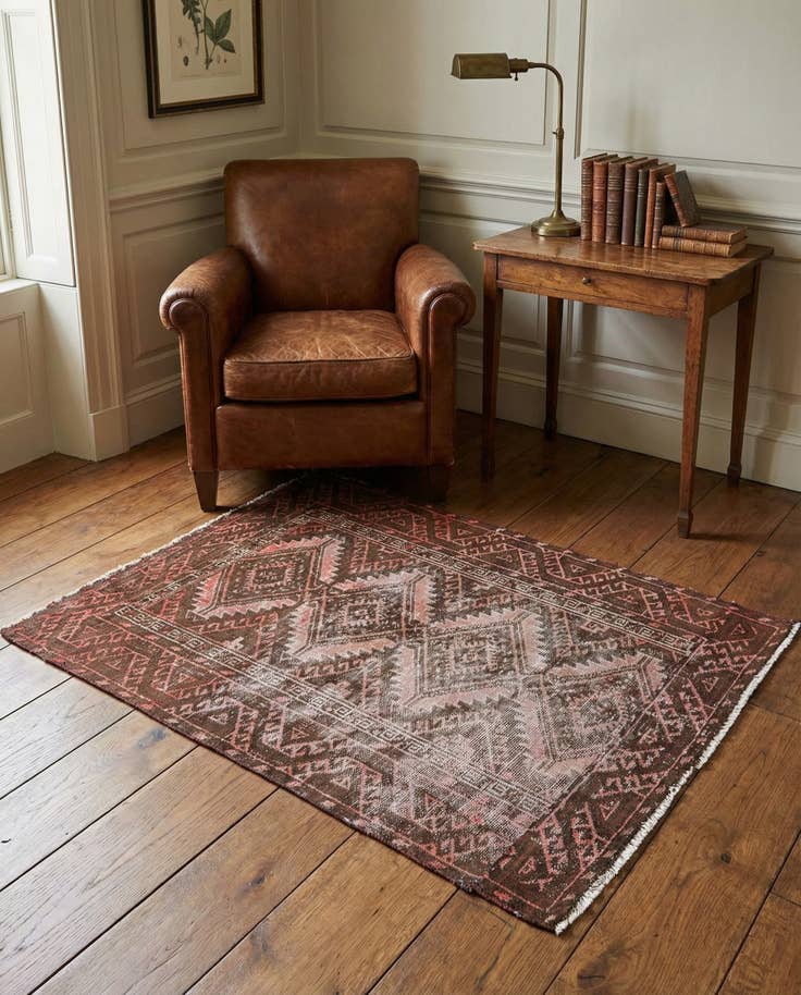 Detail image of 3' 3 x 4' 3 Hand Knotted Ultra Vintage Persian Wool Rug