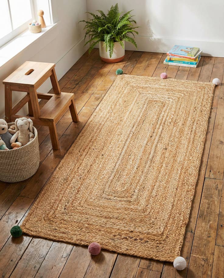 Detail image of 2' x 4' 1 Hand Braided Kids Braided Jute Runner Rug