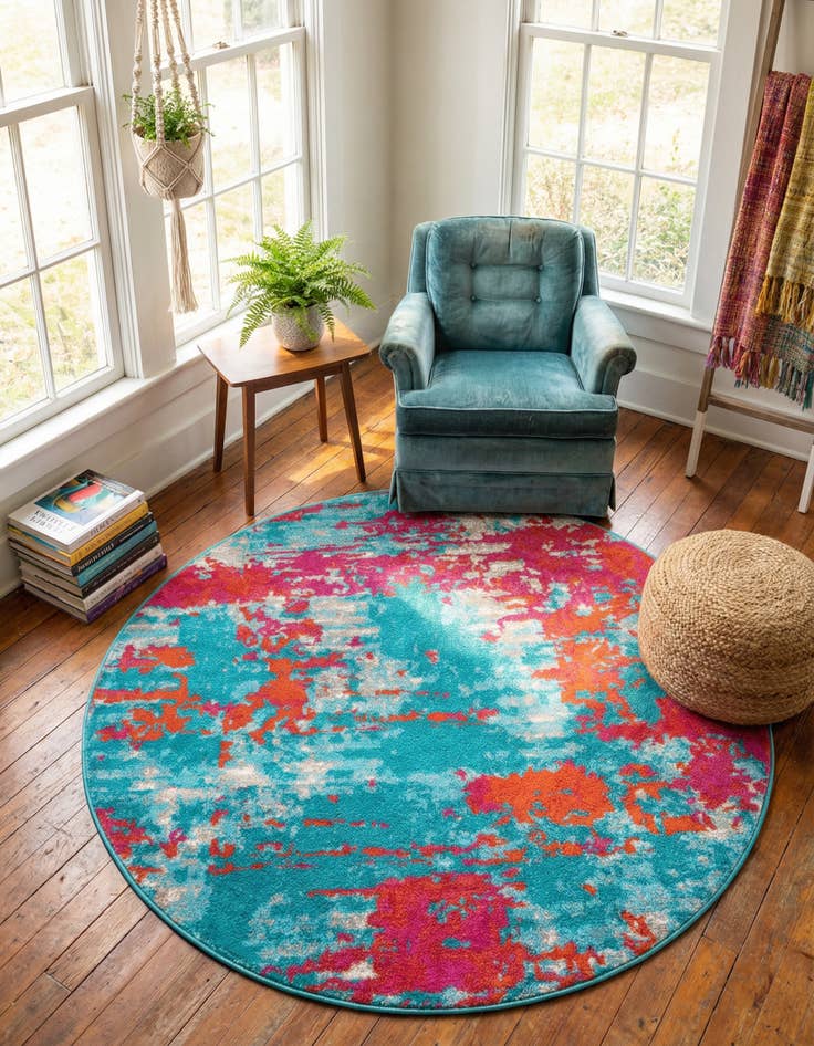 Detail image of 5' 3 x 5' 3 Azalea Round Rug