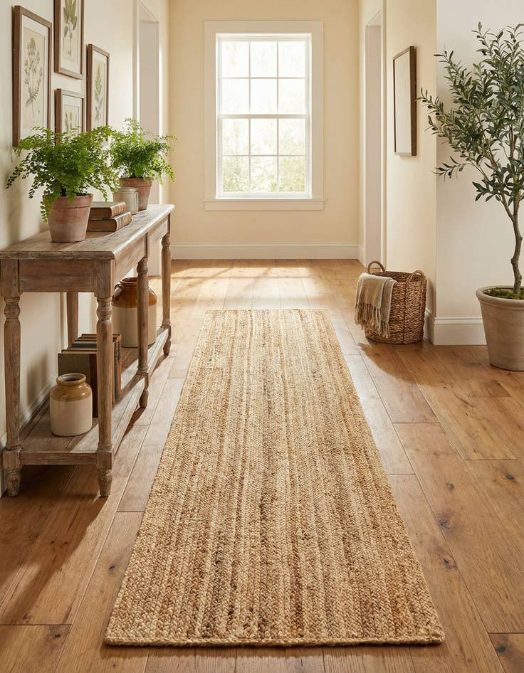 Detail image of 2' 7 x 10'  Hand Braided Jute Luxe Runner Rug