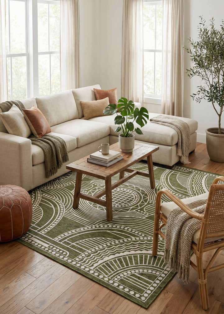 10' x 10' Easy-Clean Traditional Indoor / Outdoor Square Rug