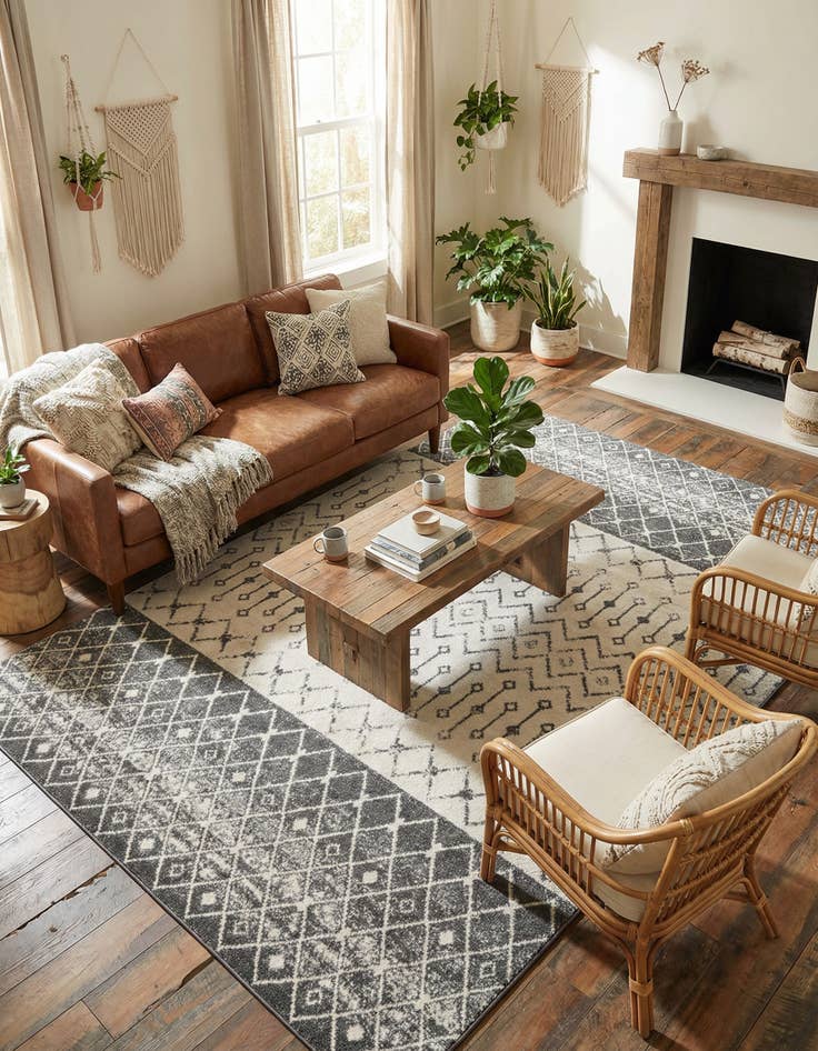 Detail image of 9' x 12' Moroccan Trellis Rug