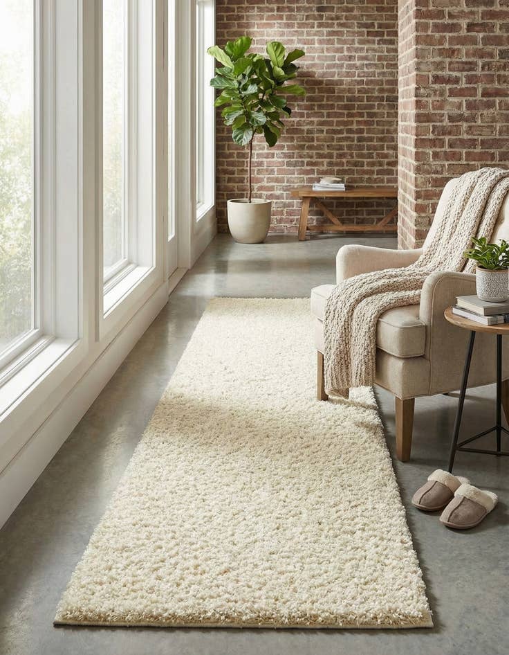 Detail image of 2' 7 x 10' Solid Shag Runner Rug