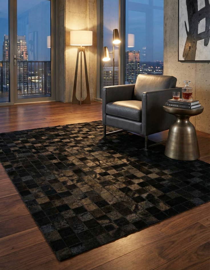 Detail image of 5' x 7' 10 Cowhide Stocks Rug