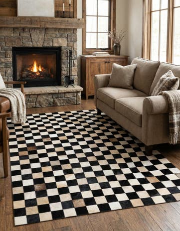3' 11 x 5' 10 Cowhide Stocks Rug
