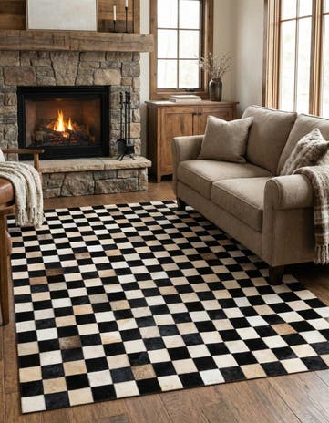 3' 11 x 5' 10 Cowhide Stocks Rug