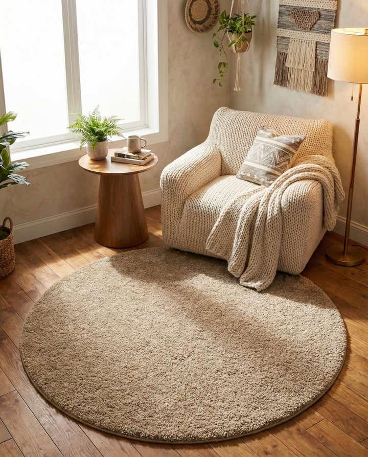 6' x 6' Soft Solid Shag Round Rug