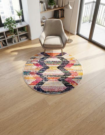 3' 3 x 3' 3 Washable Vivid Round Rug