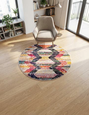 3' 3 x 3' 3 Washable Vivid Round Rug