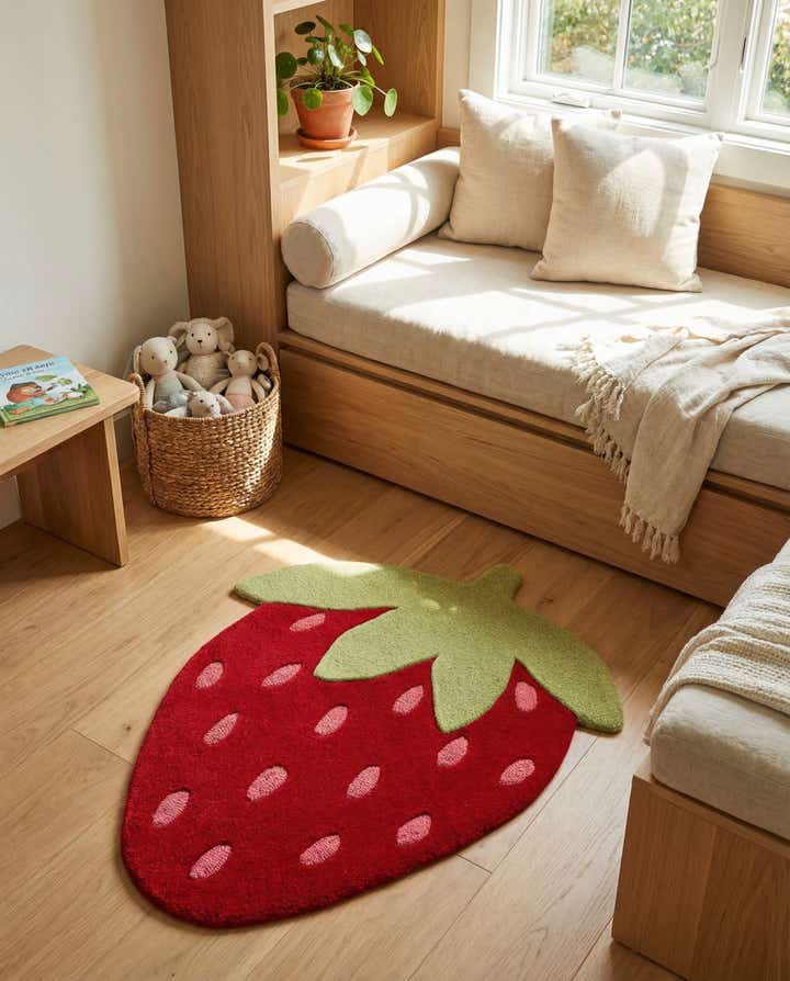 2' 7 x 3' 1 Happy Rugs Strawberry Wool Square