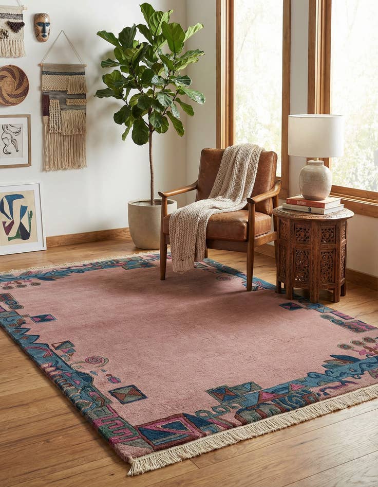 Detail image of 4' 1 x 5' 9 Hand Knotted Tibet Wool Rug