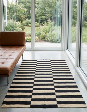 3' 4 x 4' 10 Hand Woven Kilim Modern Wool Rug
