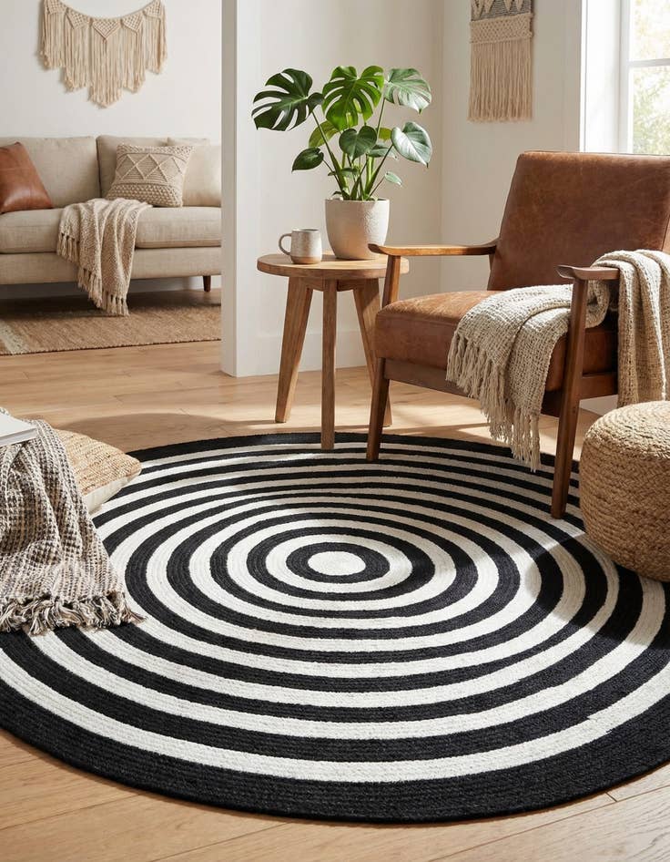 Detail image of 5' 3 x 5' 3  Hand Woven Eco Verse   Washable Indoor / Outdoor Round Rug