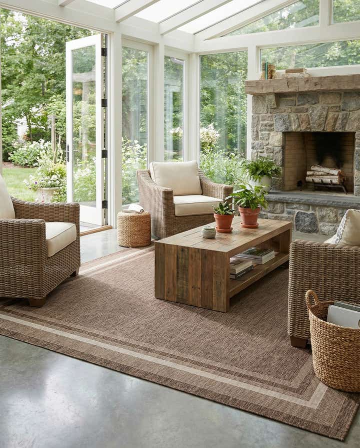 10' x 10' Easy-Clean Border Indoor / Outdoor Square Rug