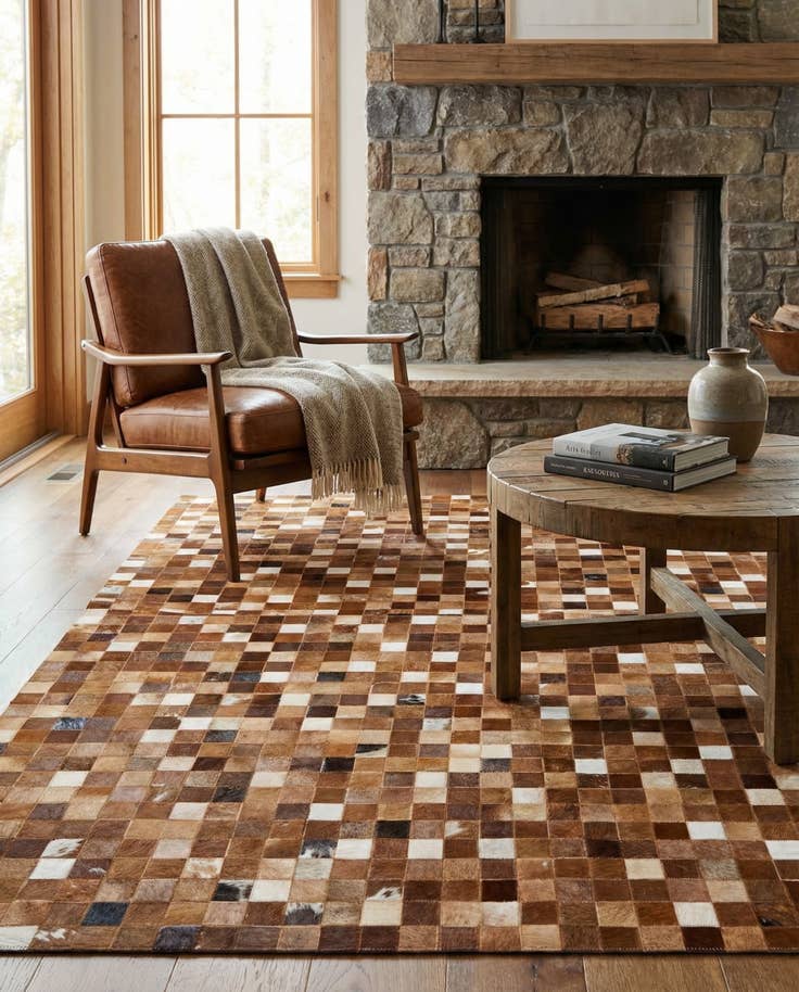 Detail image of 5' 1 x 7' 11 Cowhide Stocks Rug