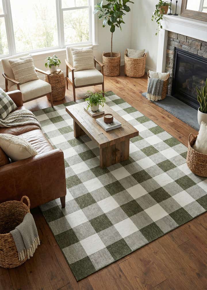 9' x 12' Easy-Clean Checkered Indoor / Outdoor Rug