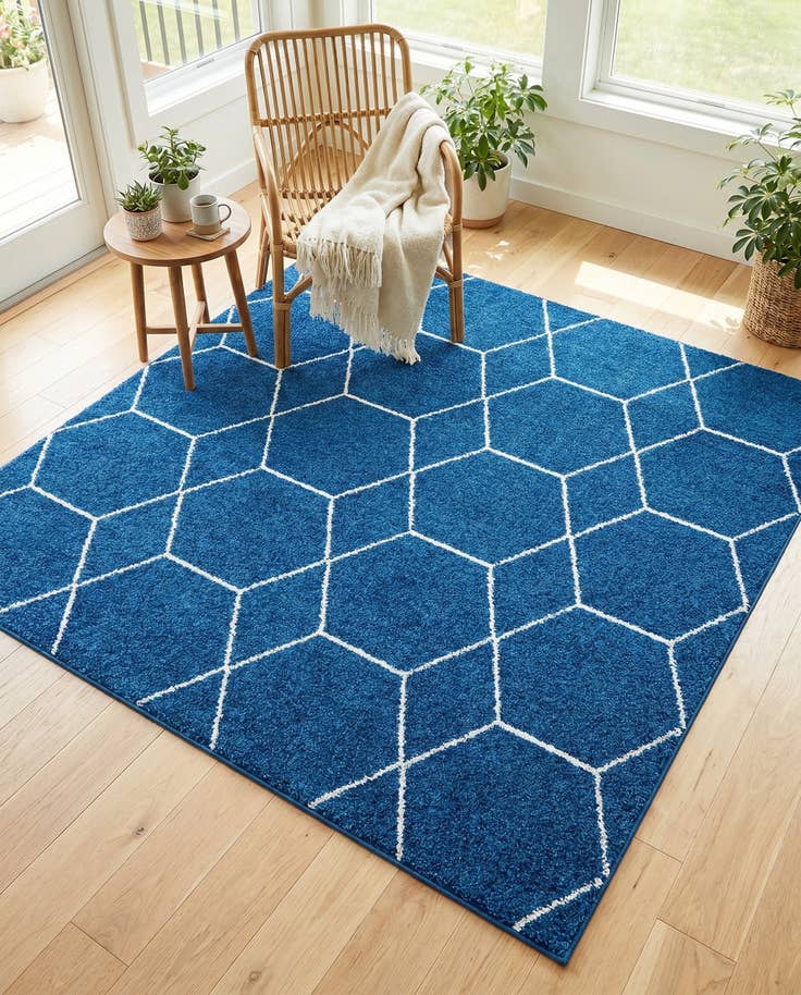 Detail image of 7' x 7' Lattice Frieze Square Rug