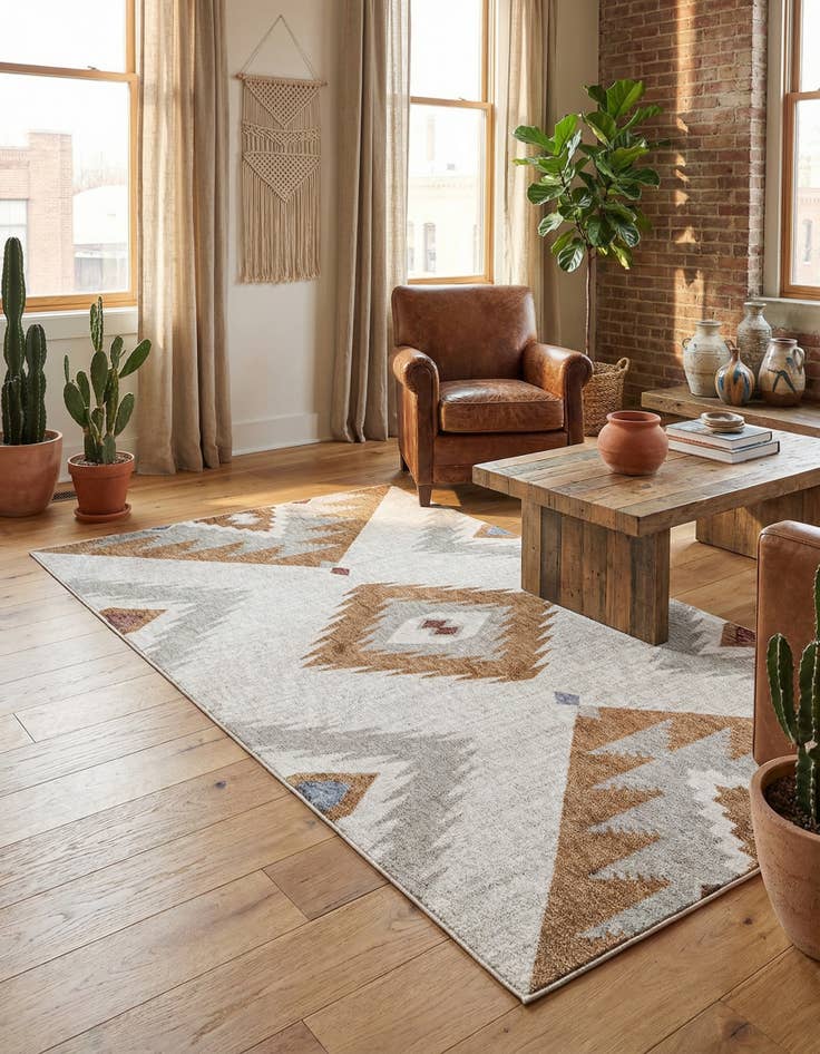 Detail image of 5' 3 x 8' Eco Southwestern Rug