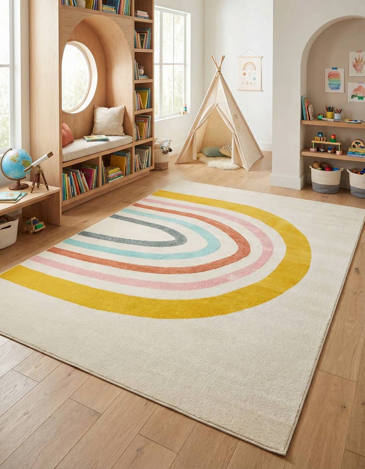 Detail image of 7' 10 x 10' Rainbow Whimsy Kids Rug