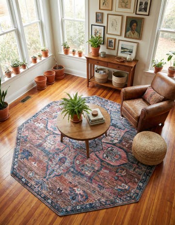 7' 10 x 7' 10 Washable Nostalgia Octagon Rug