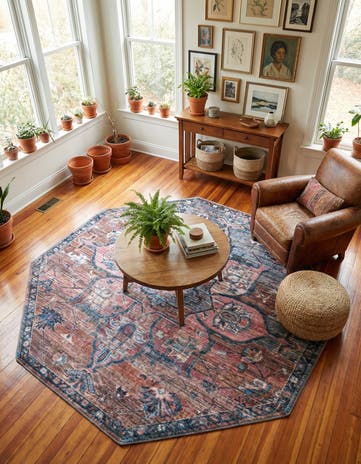 7' 10 x 7' 10 Washable Nostalgia Octagon Rug