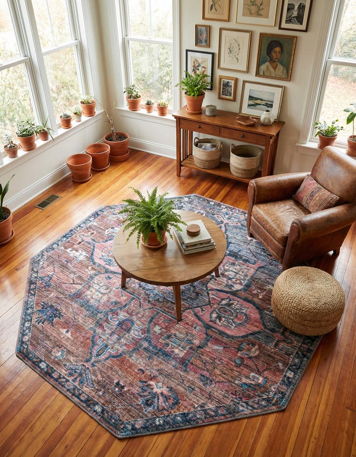 7' 10 x 7' 10 Washable Nostalgia Octagon Rug