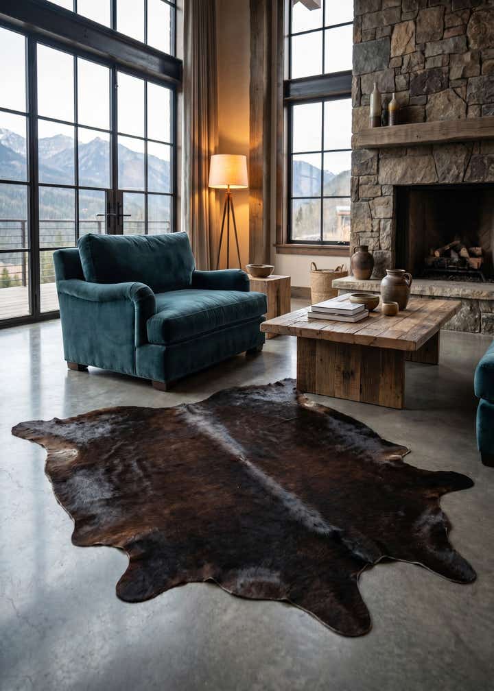 5' 5 x 5' 10 Cowhide Leather Square Rug