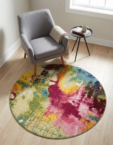 Washable Hyacinth Round Rug