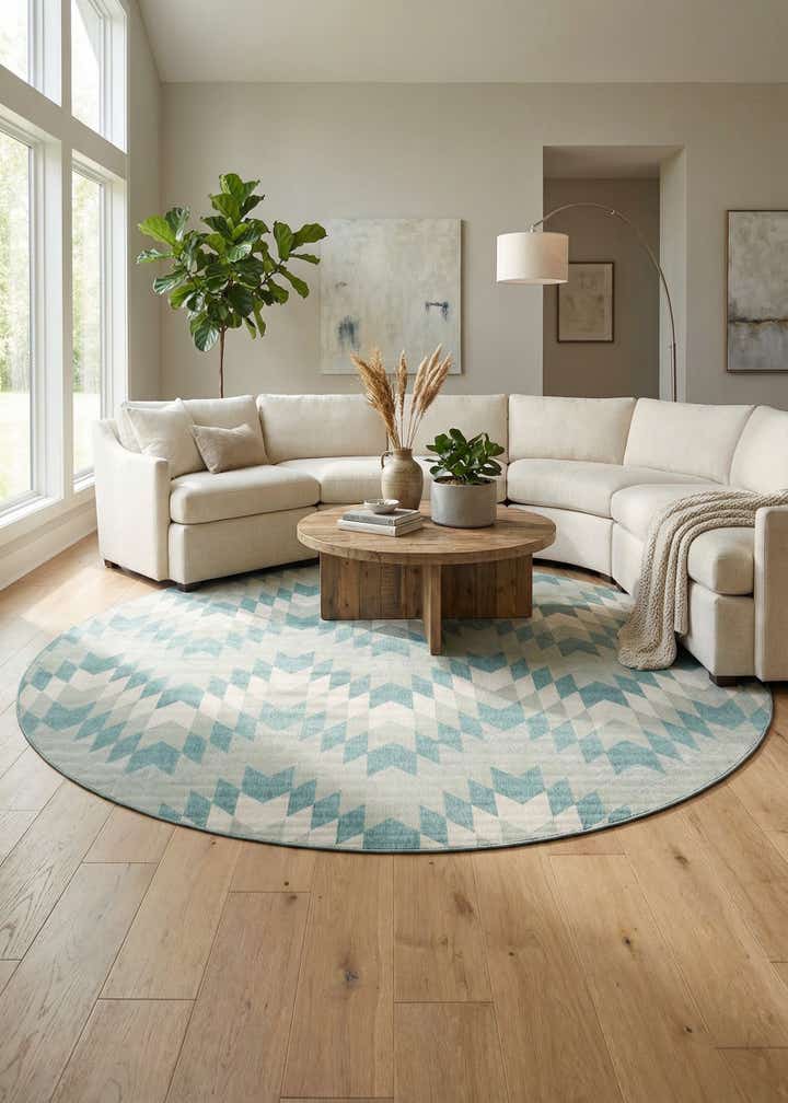 13' x 13' Easy-Clean Modern Indoor / Outdoor Round Rug