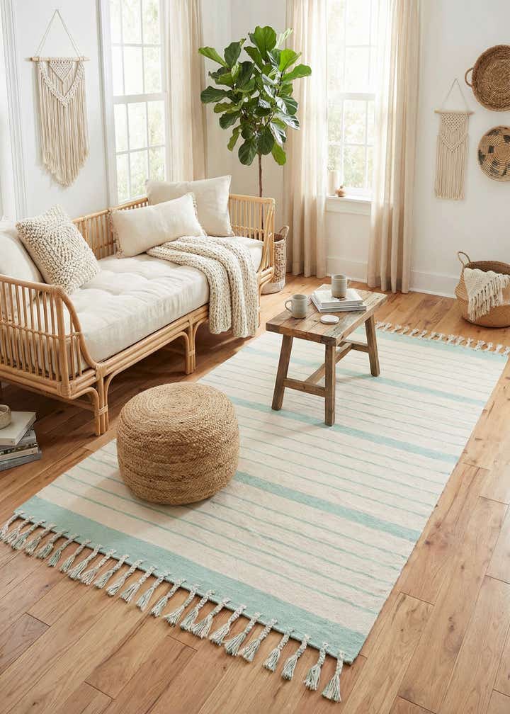 5' 1 x 8' Hand Woven Chindi Cotton Rug