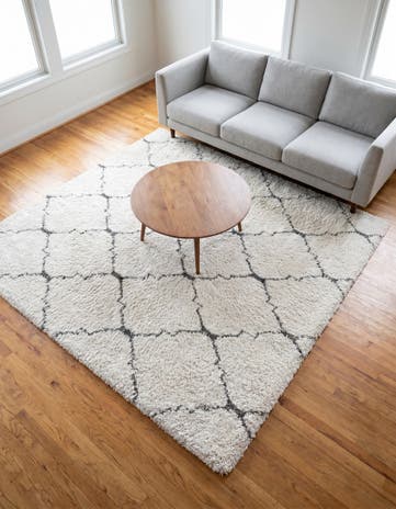 Ivory Moroccan Shag Square Rug