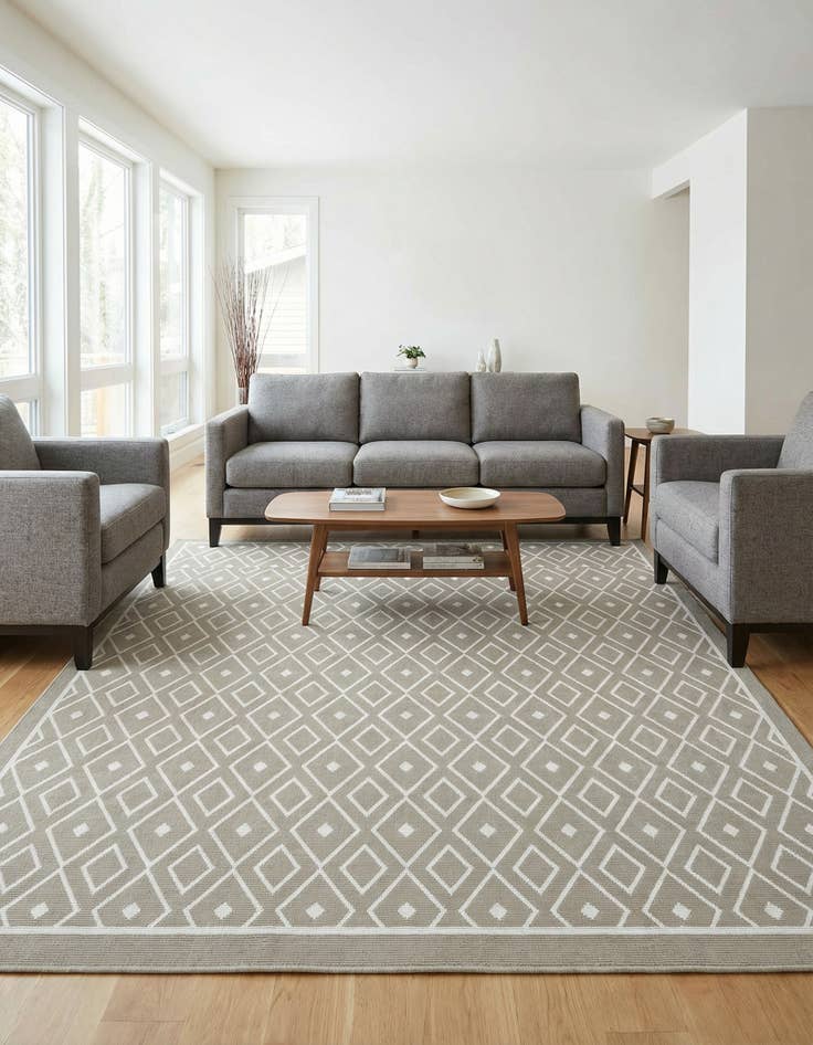 Detail image of 7' 10 x 7' 10  Washable Trellis Indoor / Outdoor Square Rug