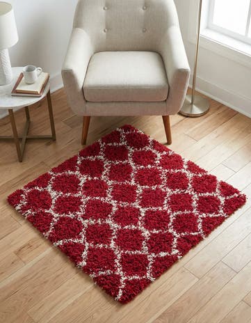 3' 3 x 3' 3 Lattice Shag Square Rug