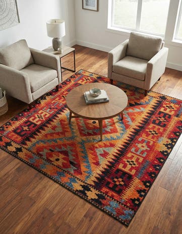 6' x 6' Easy-Clean Tribal Indoor / Outdoor Square Rug