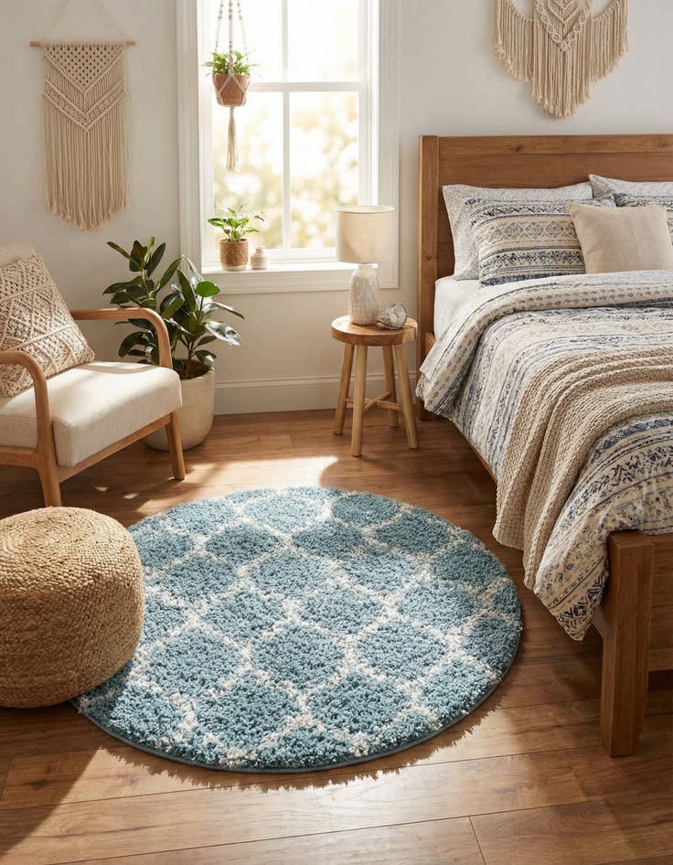 Detail image of 3' 3 x 3' 3 Trellis Shag Round Rug