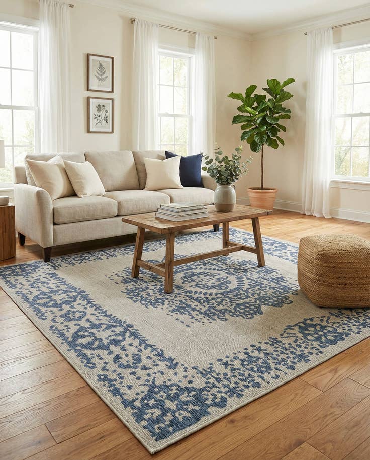 Detail image of 10' x 10' Easy-Clean Traditional Indoor / Outdoor Square Rug