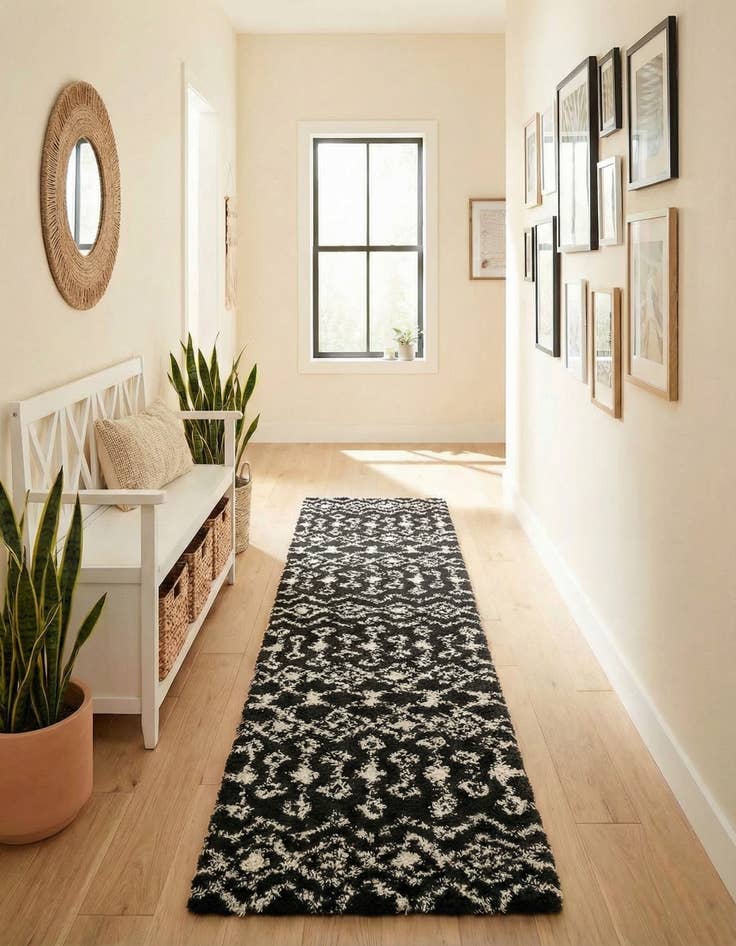 Detail image of 2' 7 x 10' Moroccan Trellis Shag Runner Rug