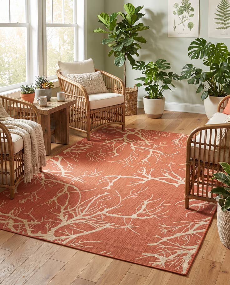 Detail image of 6' x 9' Easy-Clean Botanical Indoor / Outdoor Rug