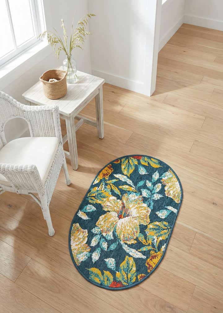 2' x 3' Easy-Clean Coastal Indoor / Outdoor Oval Rug