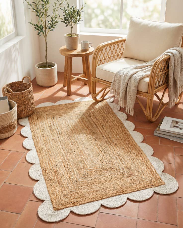 Detail image of 3' 1 x 5' 1 Handmade Scallop Braided Jute Rug