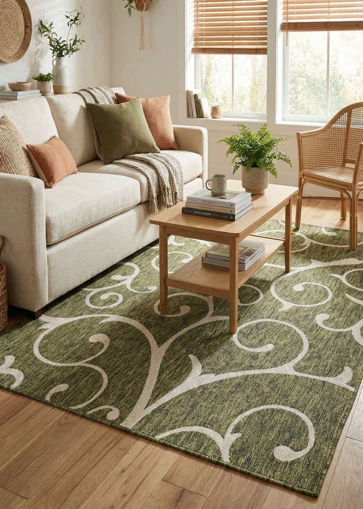 5' 3 x 8' Easy-Clean Botanical Indoor / Outdoor Rug