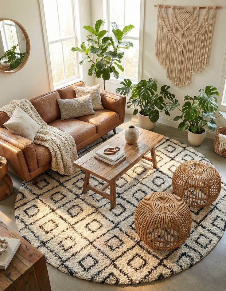 Detail image of 10' x 10' Trellis Shag Round Rug