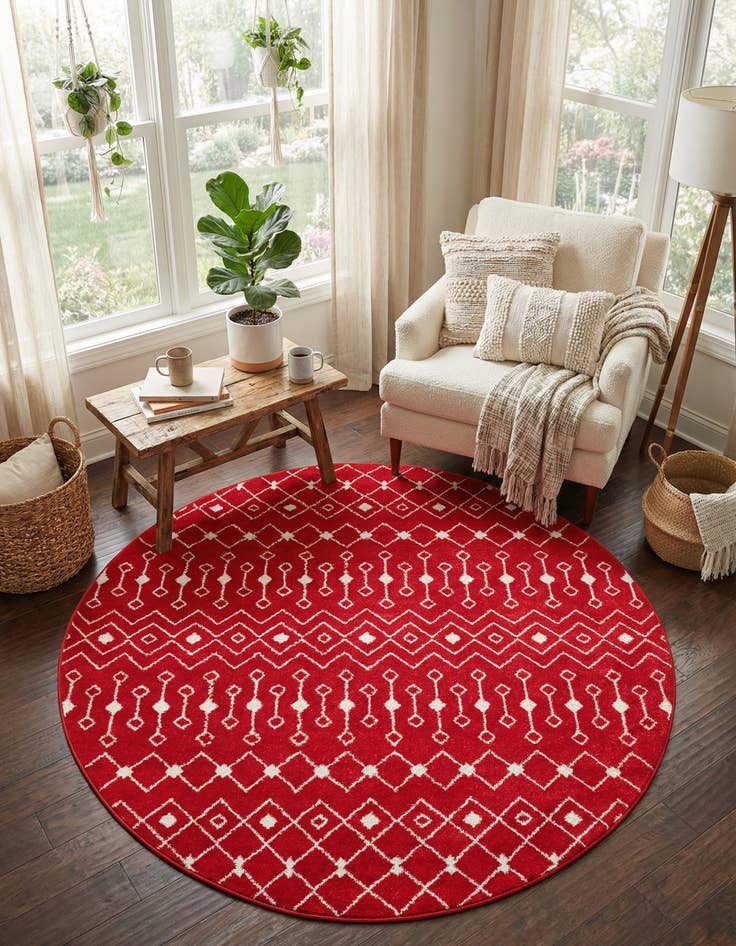 Detail image of 7' 10 x 7' 10 Moroccan Trellis Round Rug