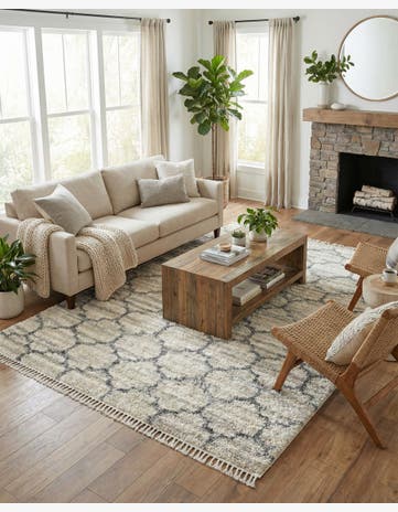 Beige Athena Shag Rug