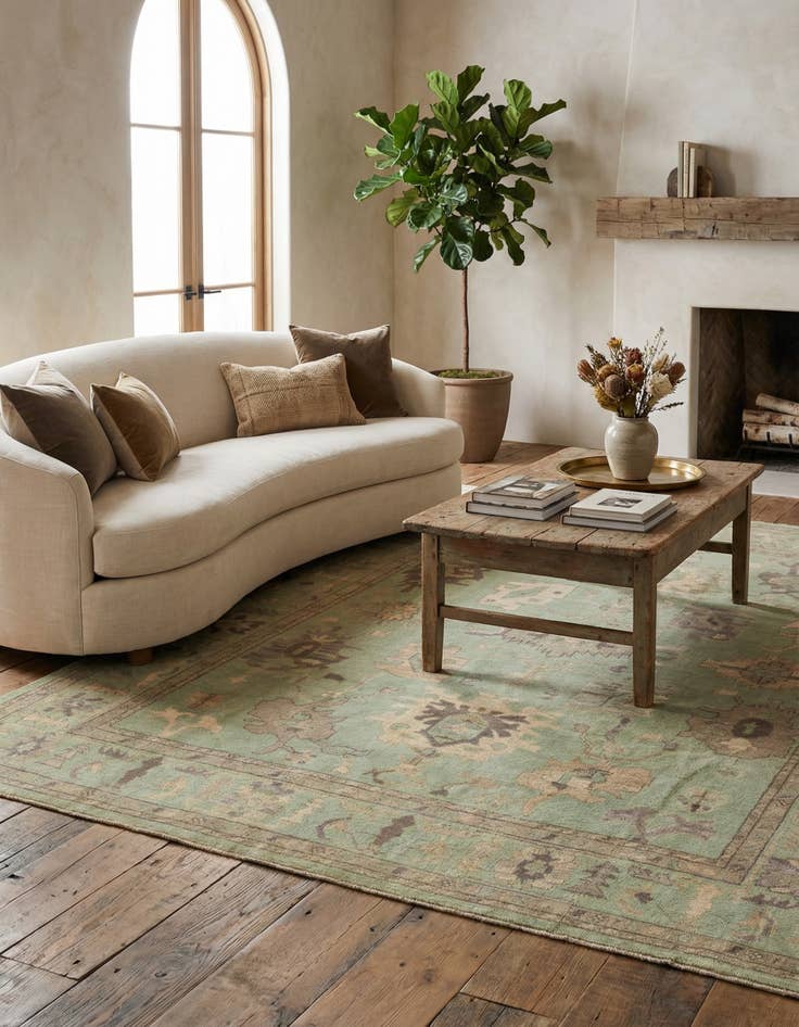 Detail image of 8' 1 x 9' 11 Hand Knotted Oushak Wool Rug