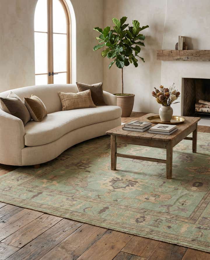 8' 1 x 9' 11 Hand Knotted Oushak Wool Rug